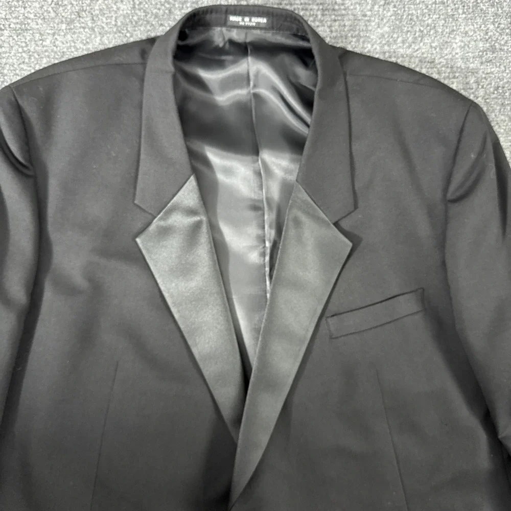 Vintage 90s Cricketeer Mens 52L Portly Tuxedo Black Wool 50 Waist Pants Korea